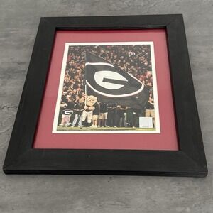 Georgia Bulldogs‎ Framed Photo Art Hairy Dawg Mascot 16.5x14" Red Black UGA Wood